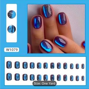 Galaxy nails alternative punk blue purple nails press ons